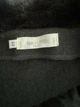 Vintage Rayure Black Faux Fur Trim Coat - AU10