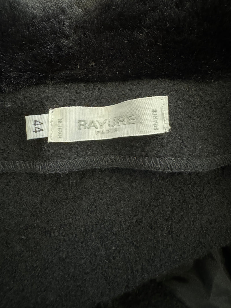 Vintage Rayure Black Faux Fur Trim Coat - AU10