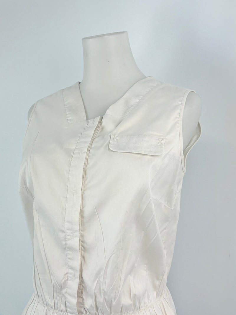 Cotélac Ivory Sleeveless Button-Up Peplum Top - AU8