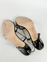 Kate Spade Patent Black Leather 'Sid' Sandals - EU38.5