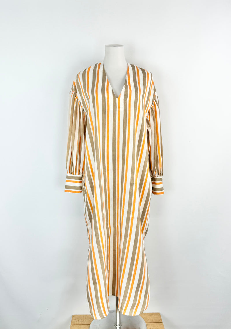 Lee Mathews Striped V-Neck Dress - AU8/10