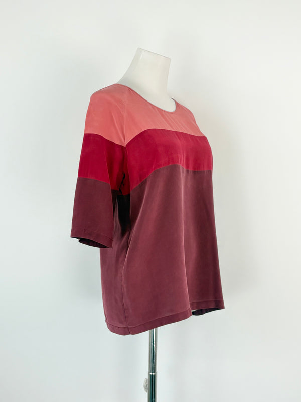 Manolo Triple-Toned Pink Silk Top - AU8/10