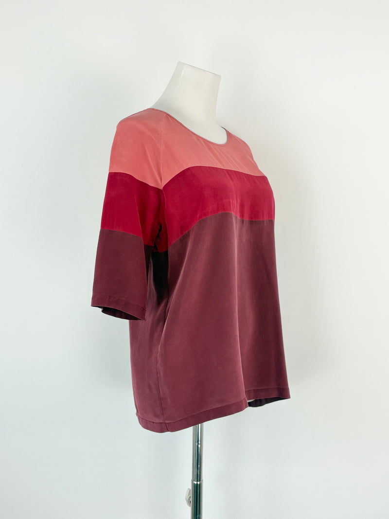 Manolo Triple-Toned Pink Silk Top - AU8/10