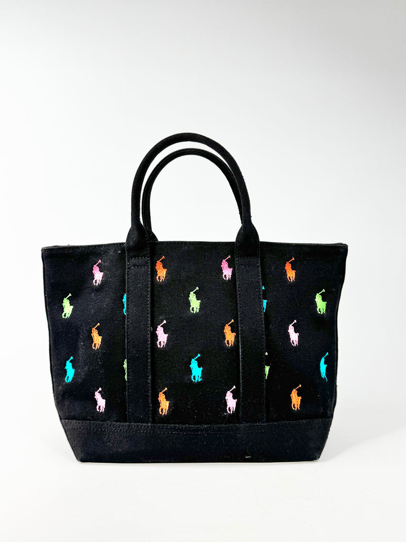 Polo Ralph Lauren Black Cotton Mini Tote Bag