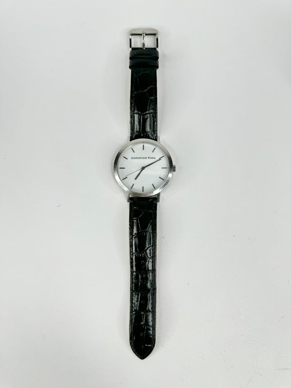 Christina Paul Black Round White Face Watch