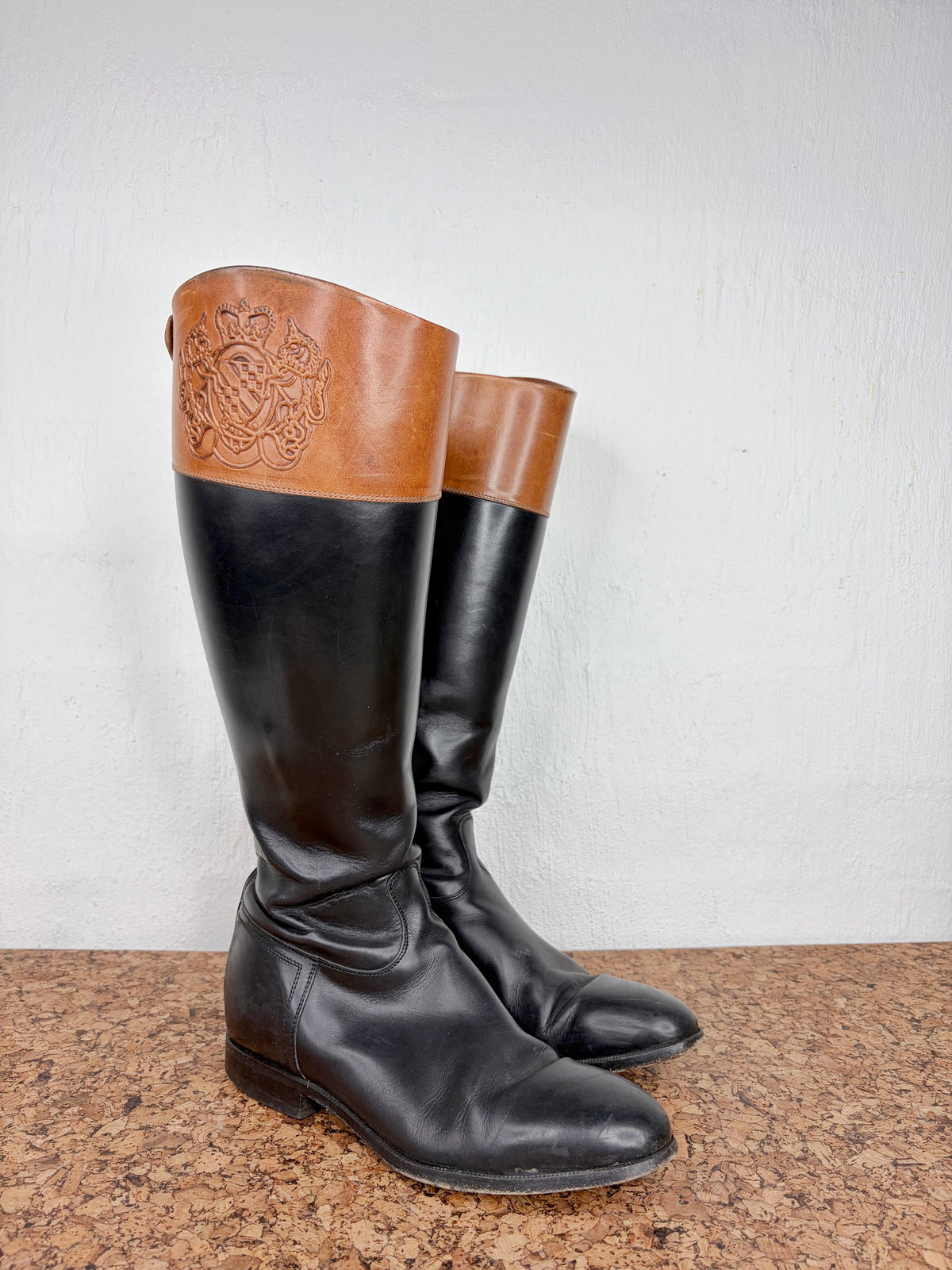 Alberto Fasciani Black & Tan Leather Riding Boots - EU39