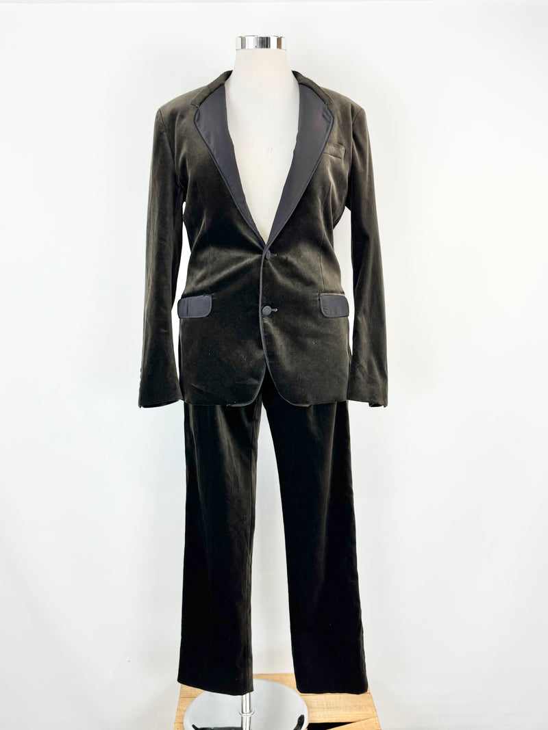 Dolce & Gabbana Wood Deep Brown Velvet Suit - 50