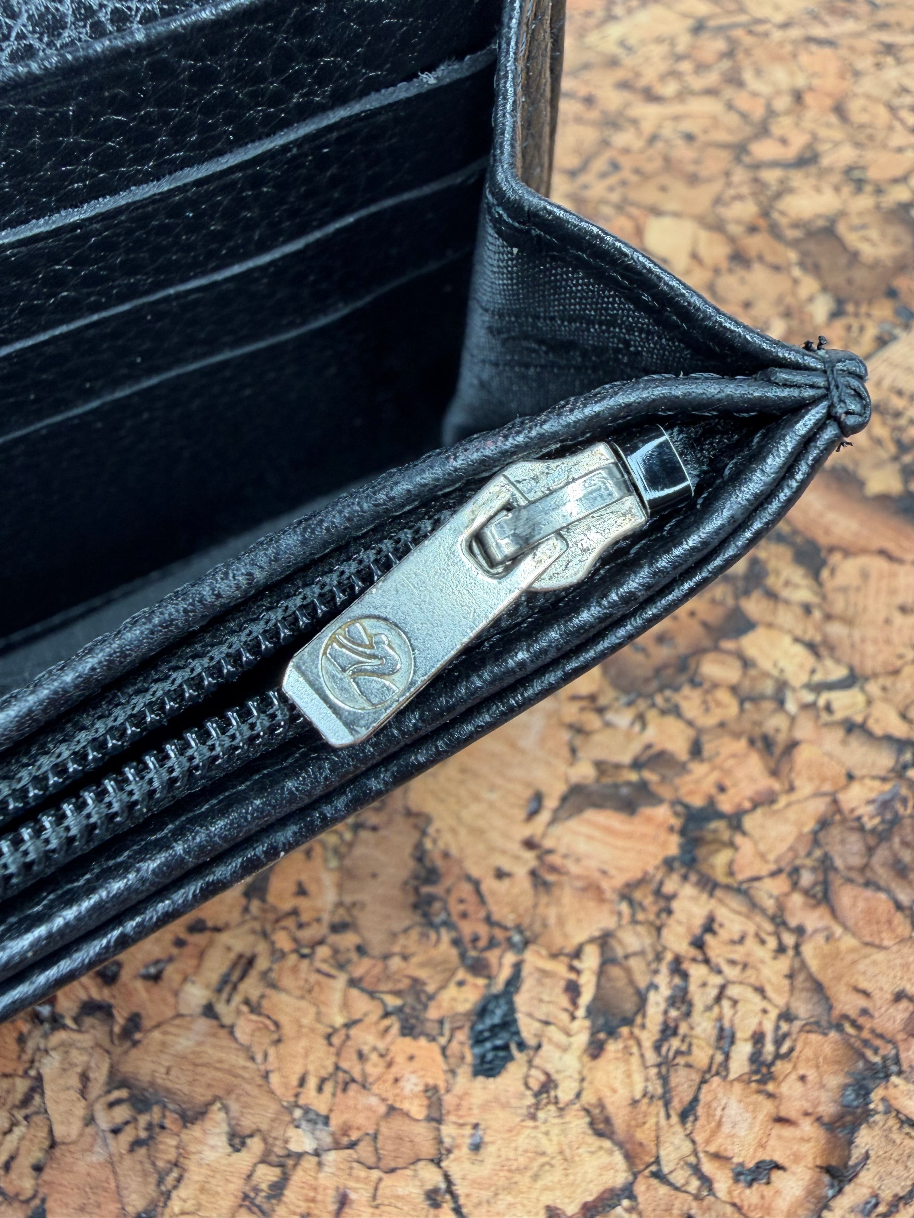 Longchamp Black Pebbled Leather Wallet