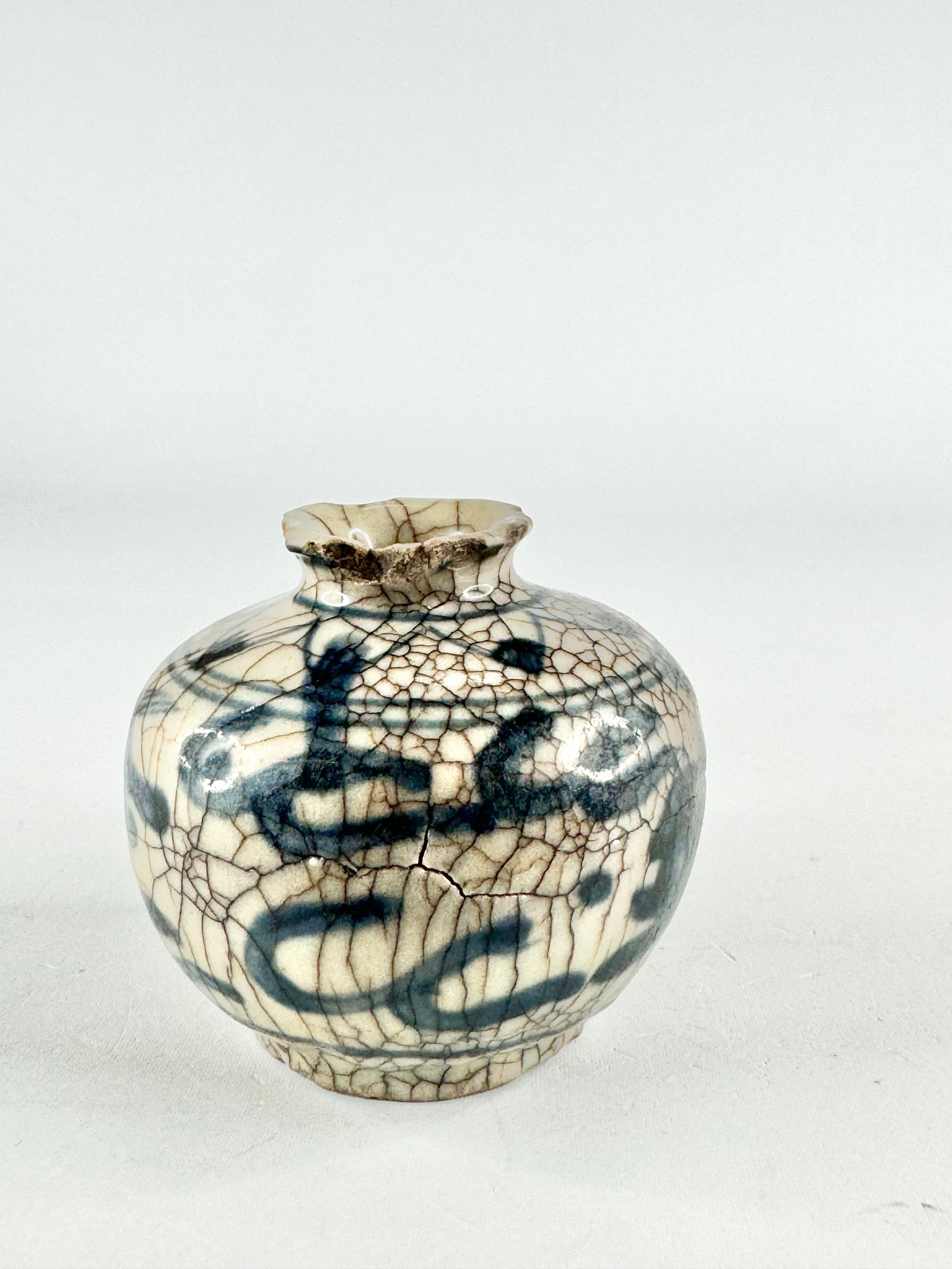 Antique Stoneware Hand Painted Jarlet