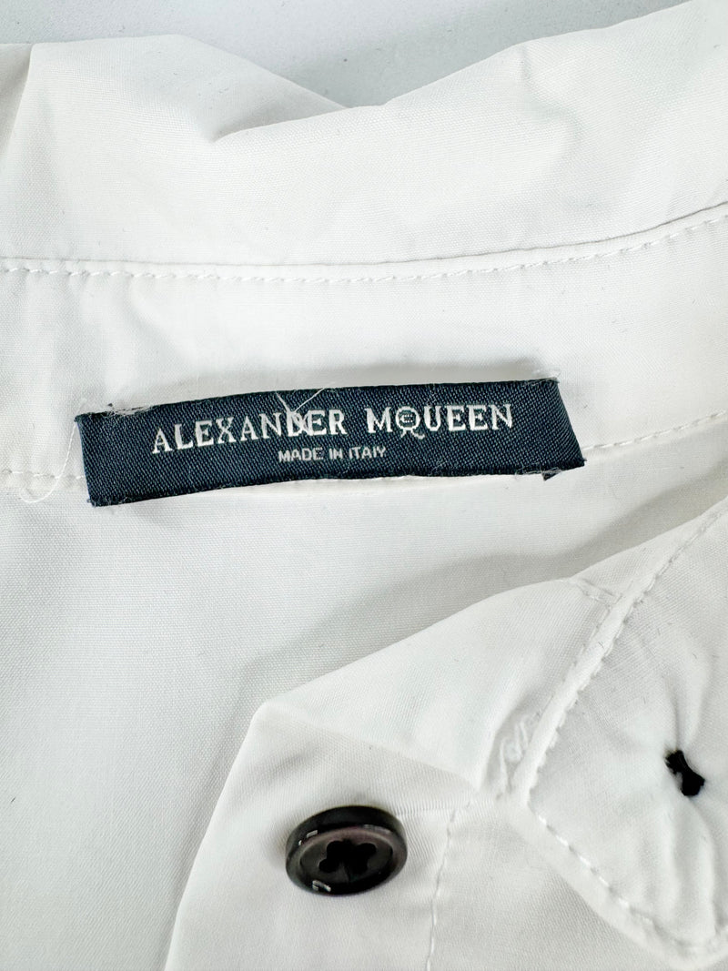 Alexander McQueen White Cotton Tiered Blouse - AU10/12