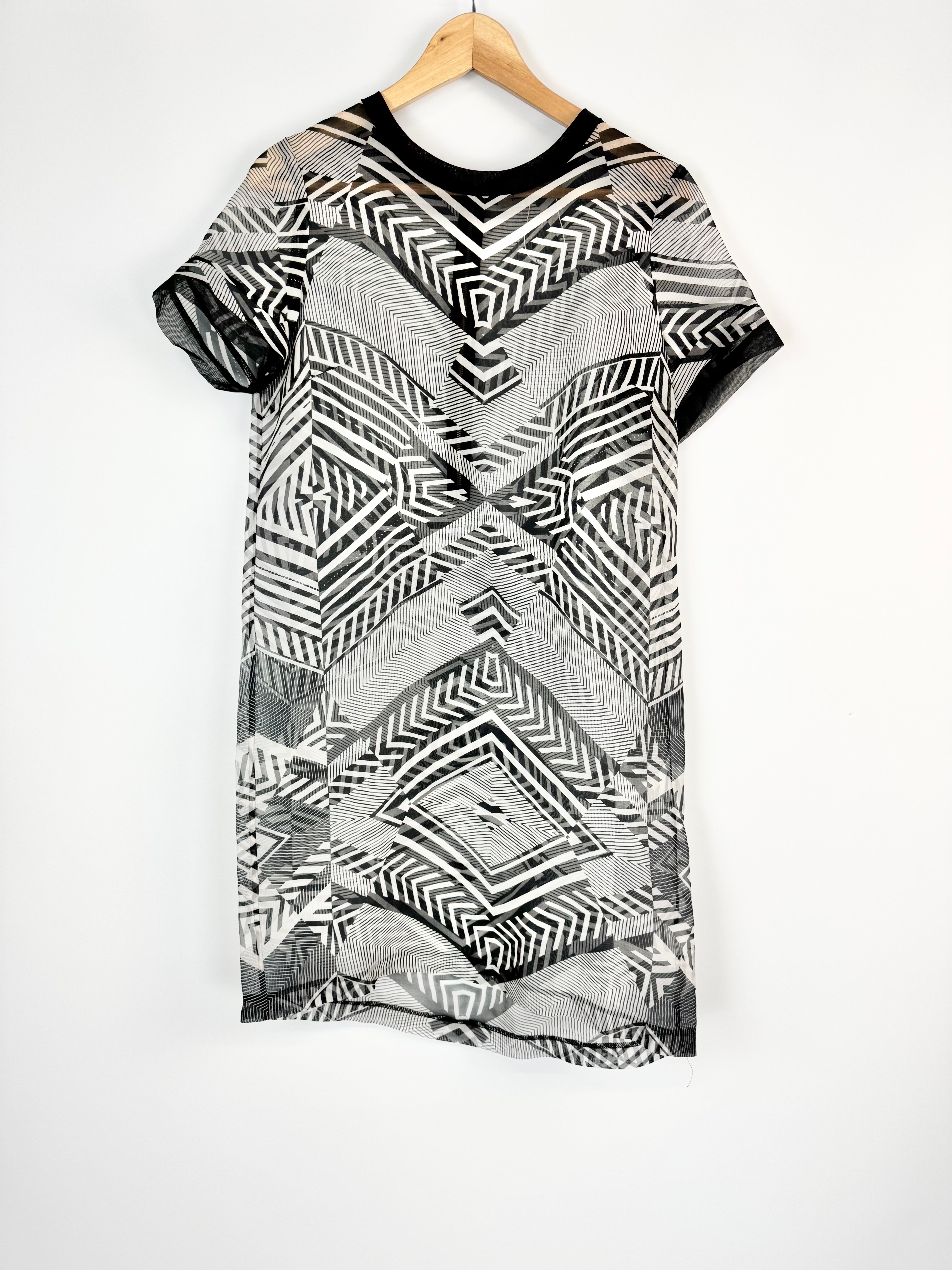 Thurley Black & White Silk Geometric Print Dress - AU8
