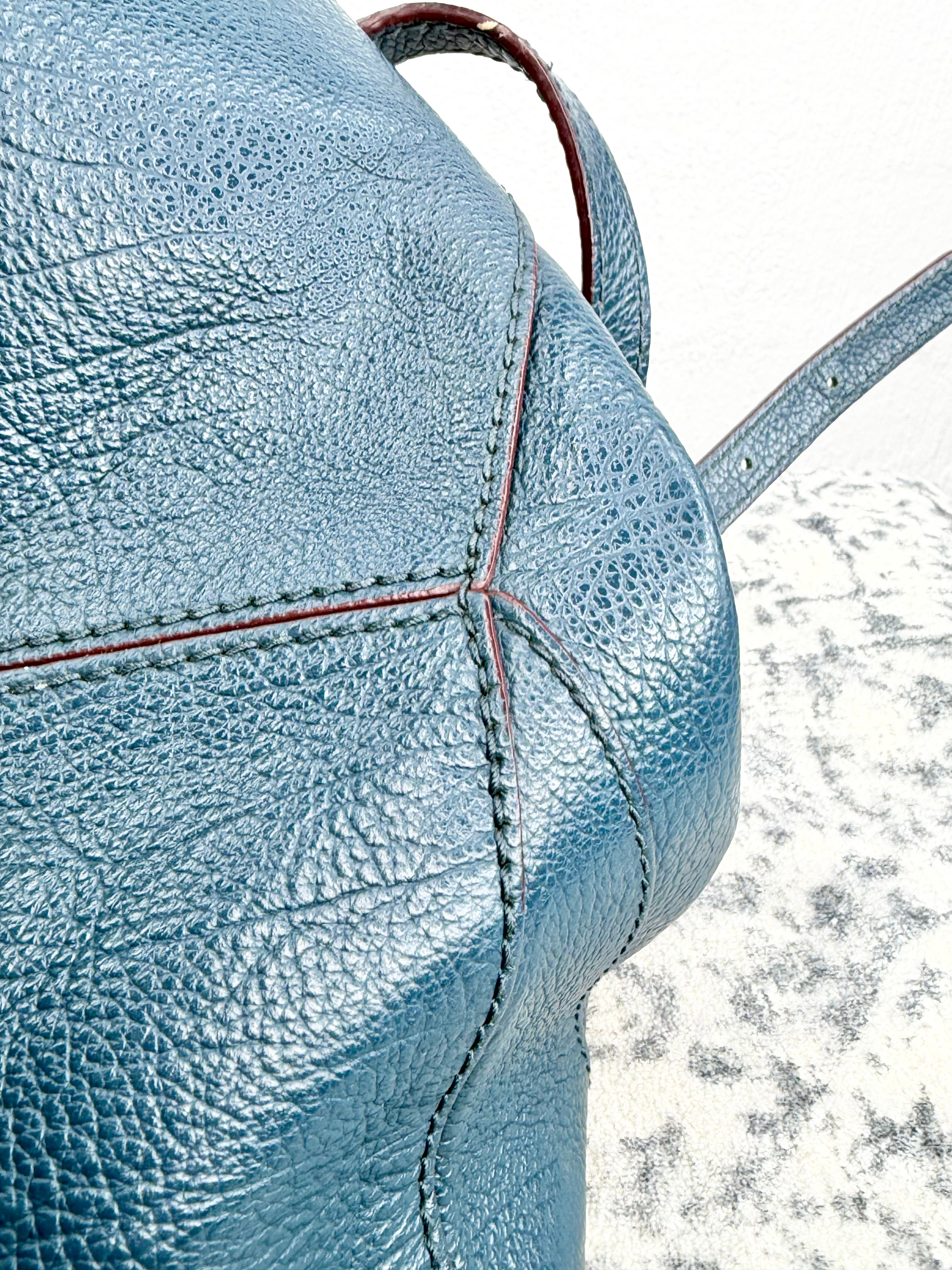 Furla Navy Grained Leather Bag