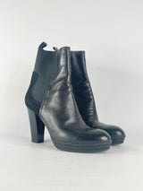 Hogan Black Leather & Suede Contrast Ankle Boots - EU38.5