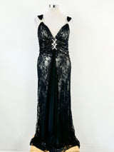 Gerry Shaw Black Lace Formal Dress - AU14