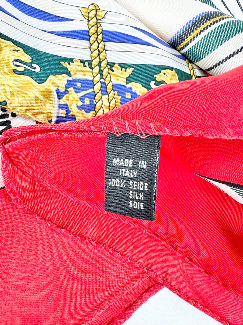 Pringle Cream, Crimson & Tartan Silk Scarf