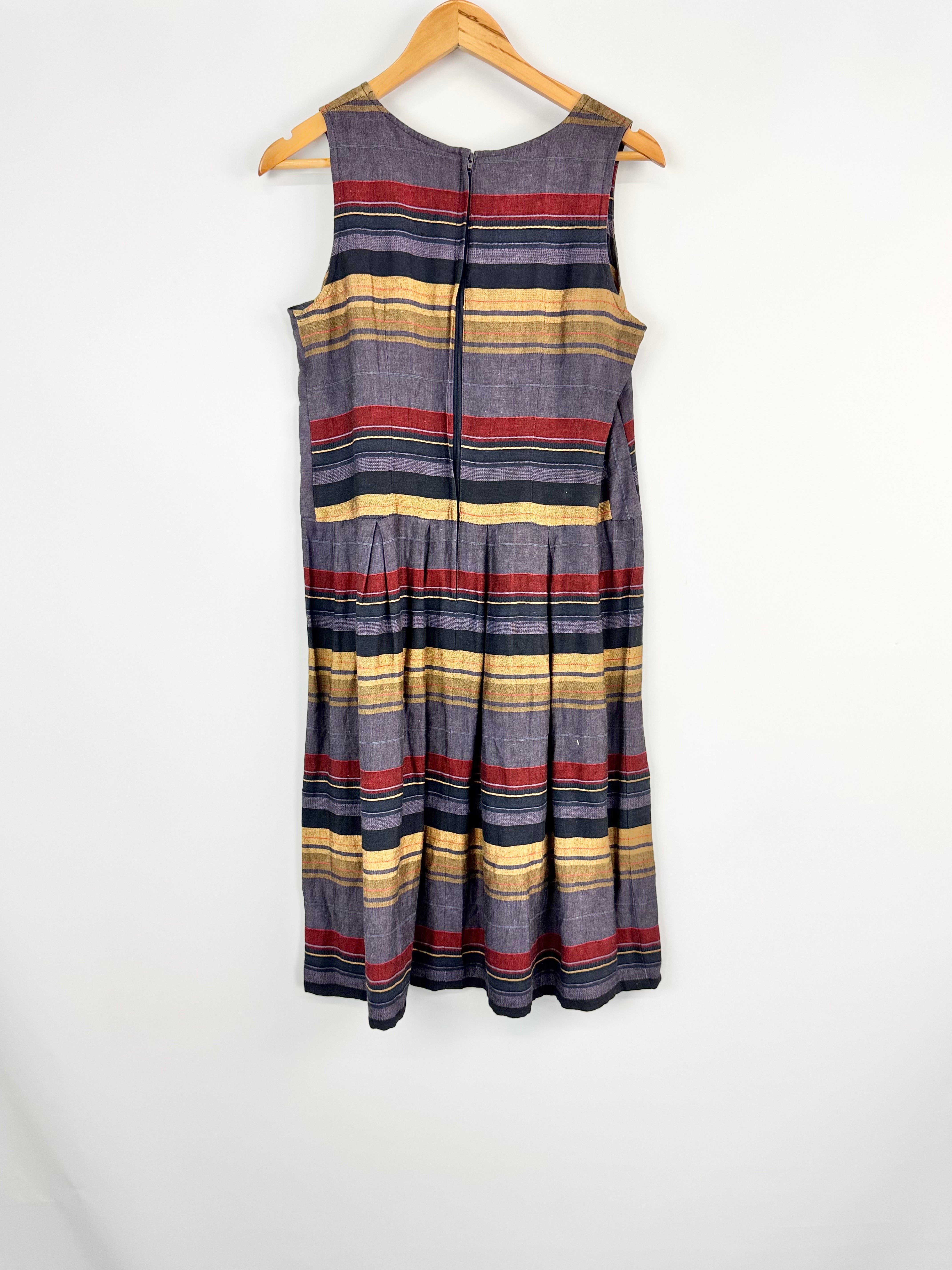 Daronne Blue Red & Gold Striped Dress - AU10