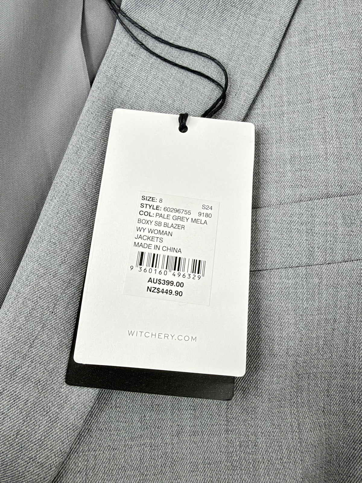 Witchery Pale Grey Boxy Fit Wool Blazer NWT - AU8