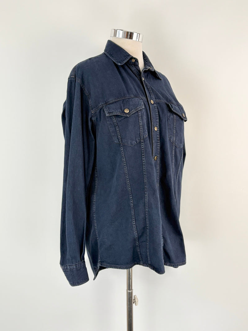 Vintage 90s Moschino Jeans Indigo Denim Shirt - L