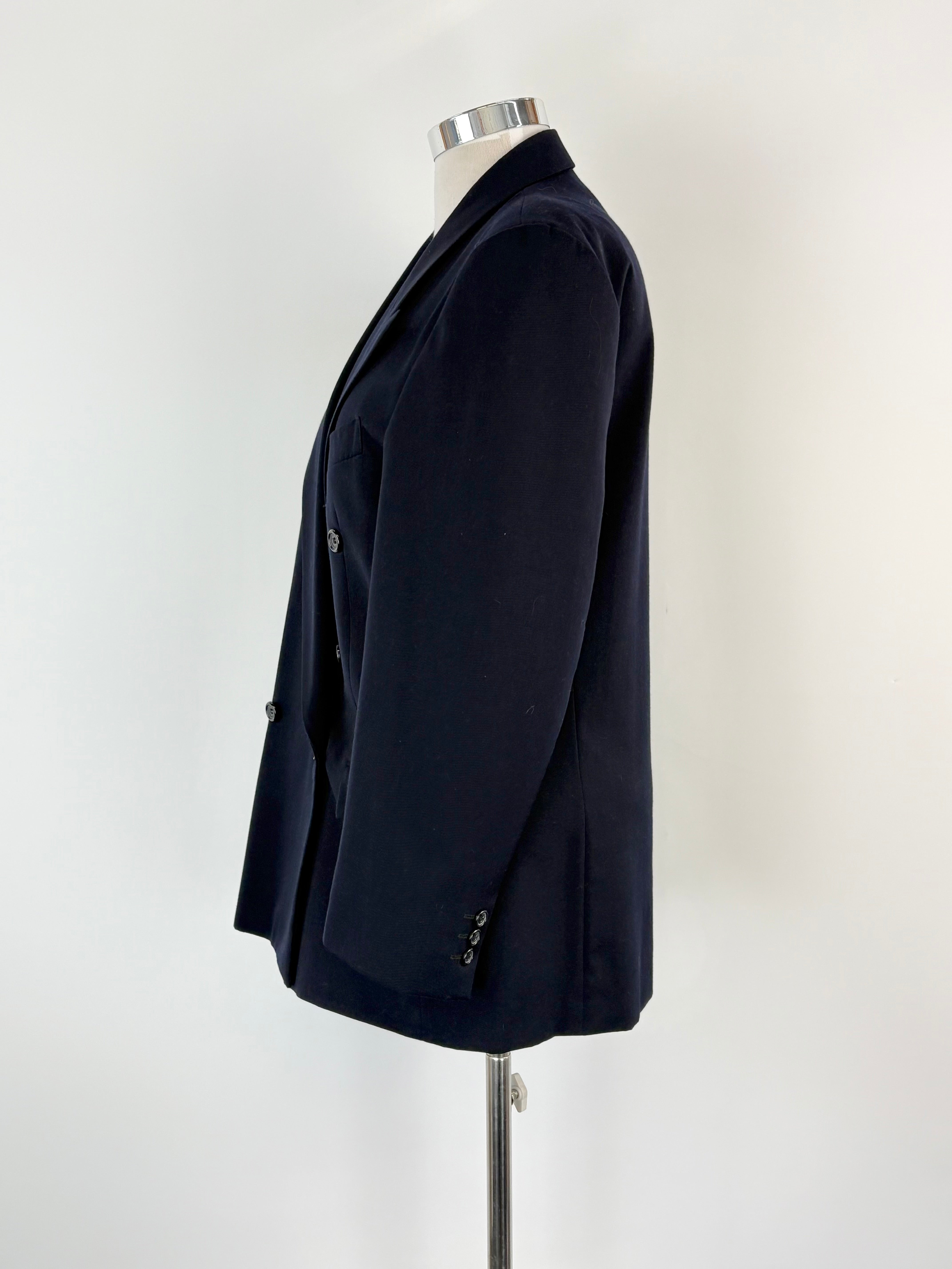 Vintage Pierre Cardin Navy Blue Double-Breasted 'Venice' Wool Blazer - XL
