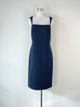 Paul & Joe Navy Blue Pinstripe Wool Blend Midi Dress - AU14