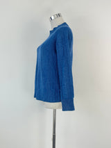 Drake's Blue Ribbed Knit Linen & Merino Blend Sweater - AU8