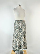 90s Verge Grey & Cream Silk Brocade Skirt - AU14