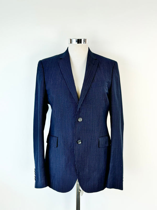 Versace Collection Blue Pinstripe Blazer - 52R