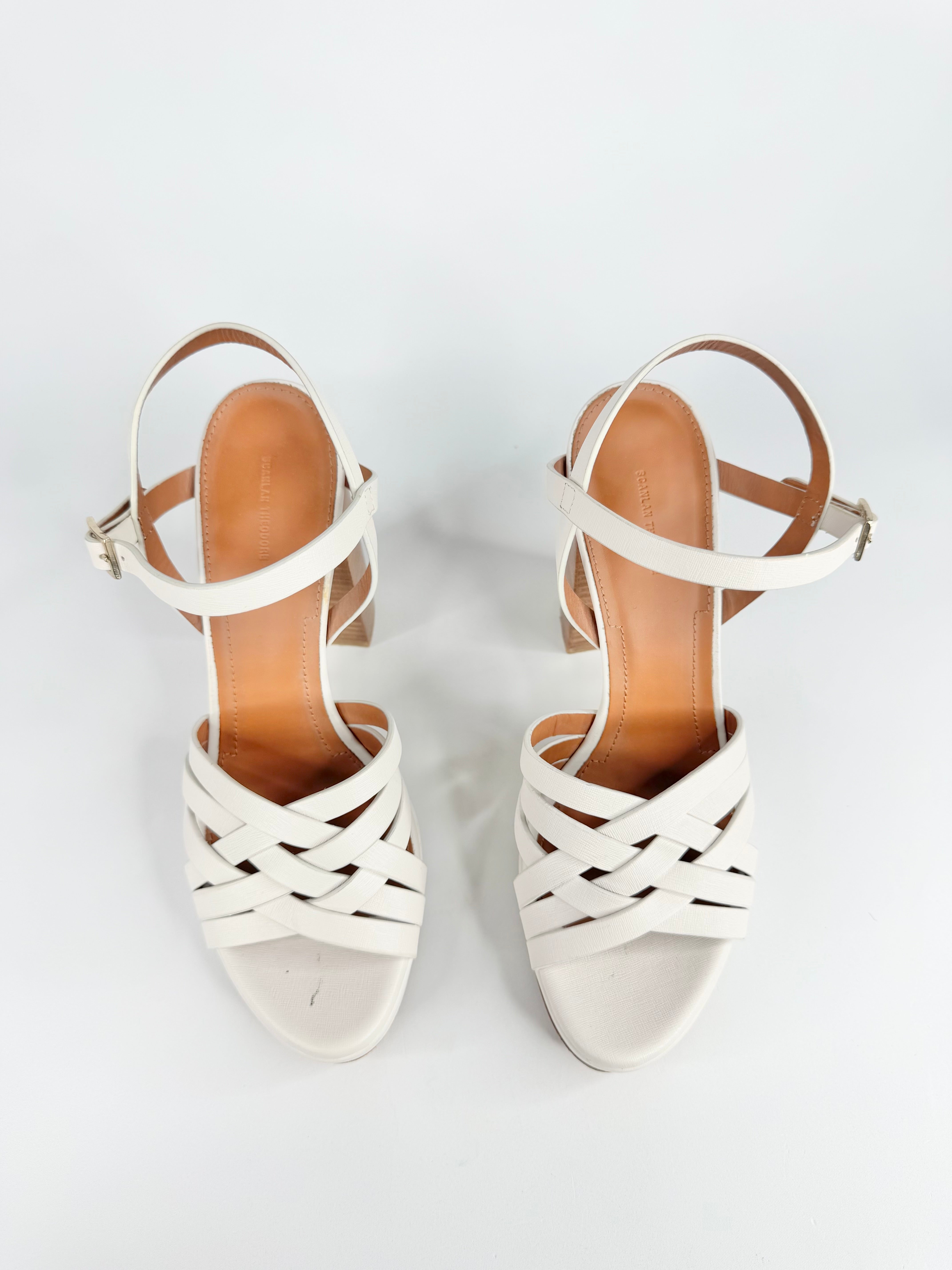 Scanlan Theodore White Strappy Platform Pumps - EU38