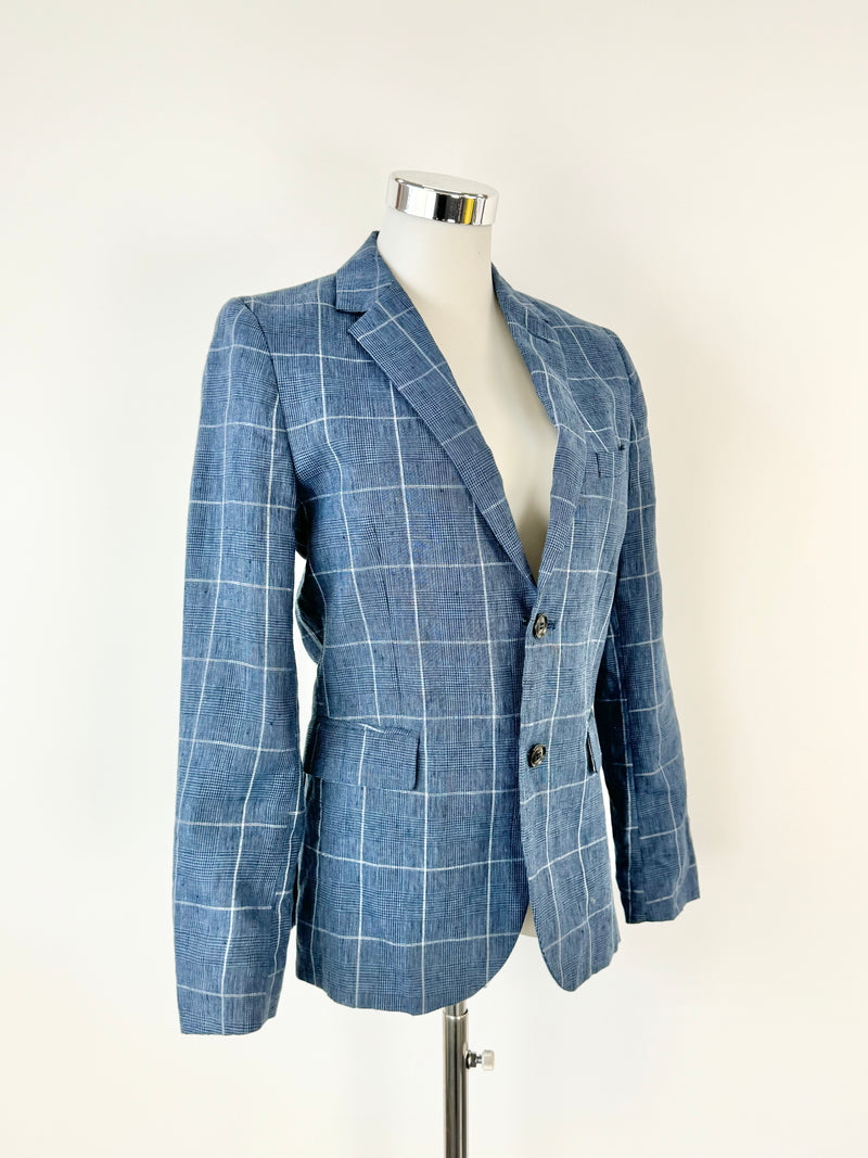 Calvin Klein Aegan Blue Prince of Wales Check Blazer - S