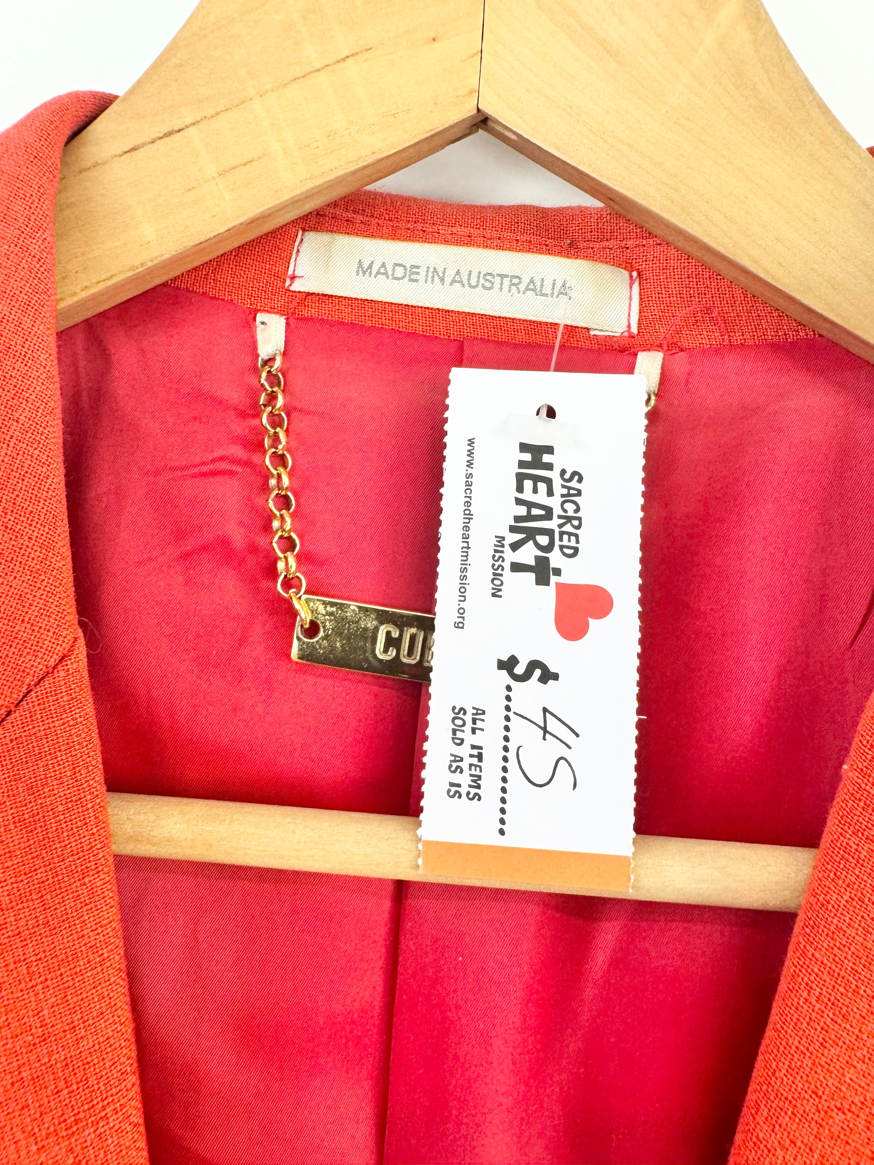 Cubec Persimmon Wool Rose Button Blazer - L