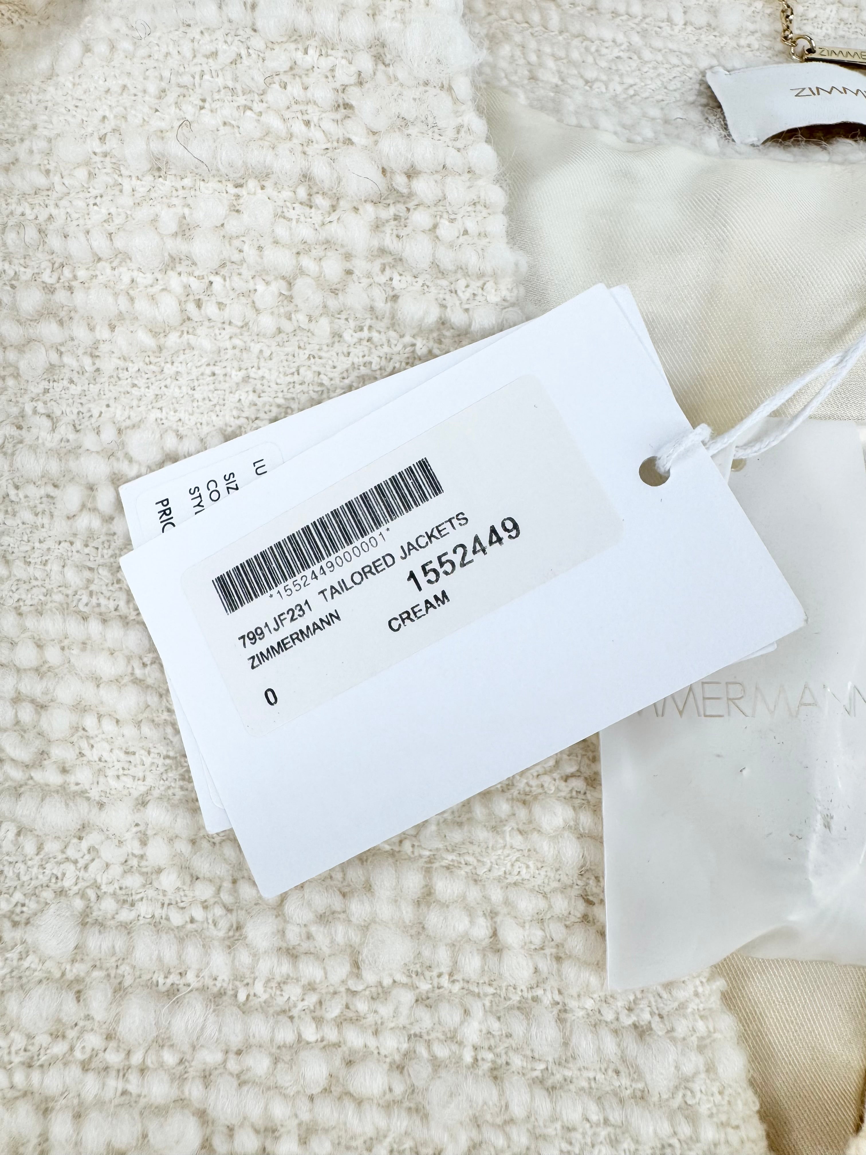 Zimmermann 'Luminosity' Cream Cropped Blazer - AU8