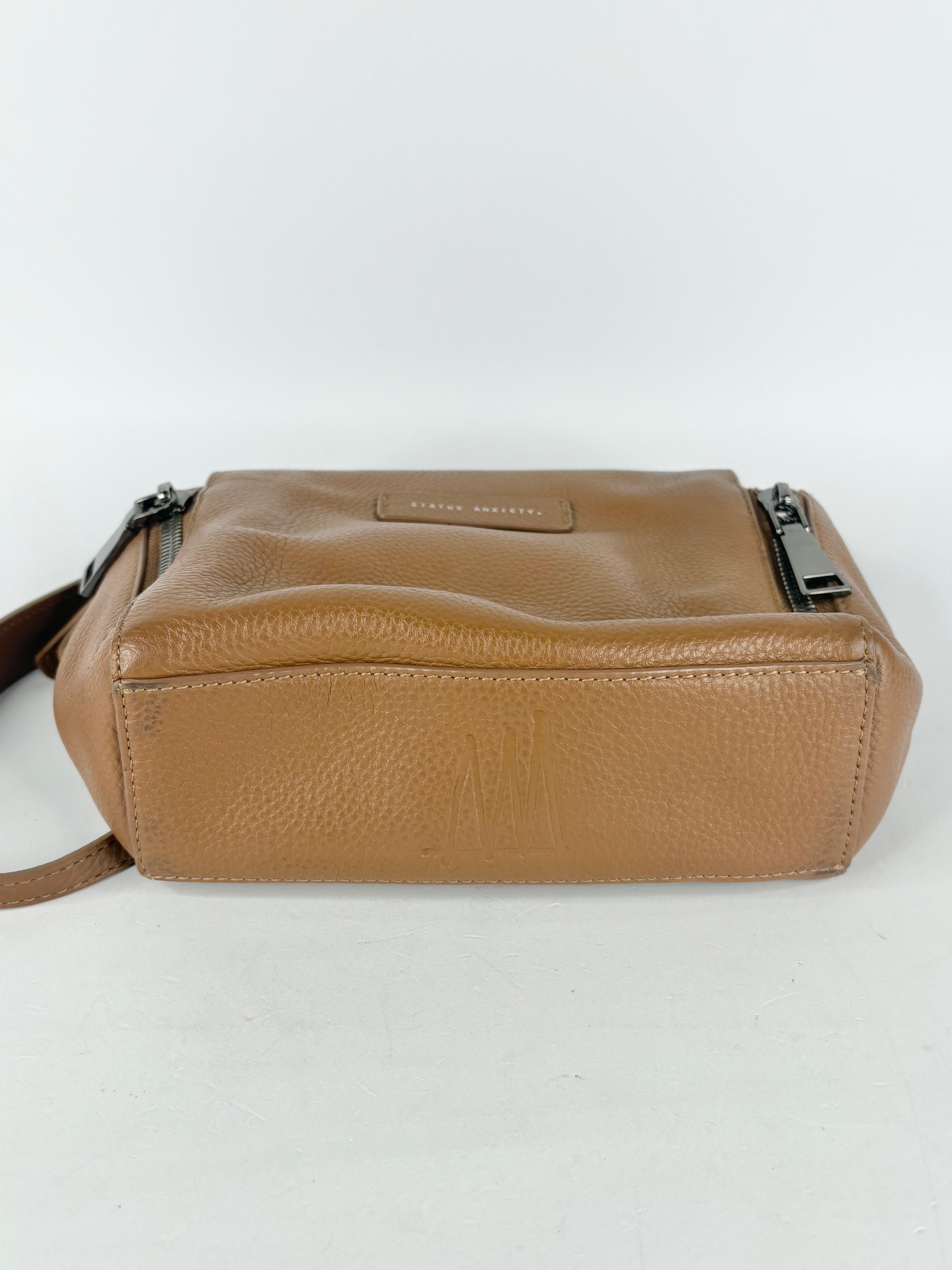 Status Anxiety Mocha 'The Ascendants' Grained Leather Crossbody Bag