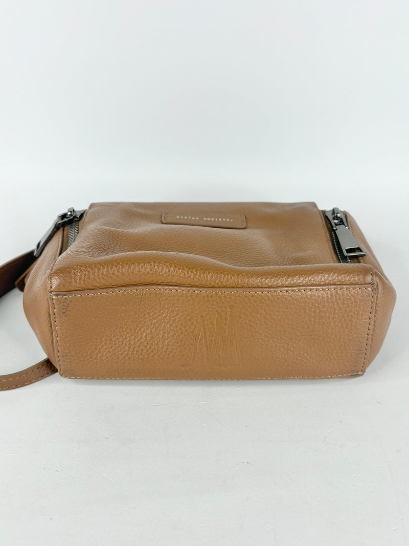 Status Anxiety Mocha 'The Ascendants' Grained Leather Crossbody Bag