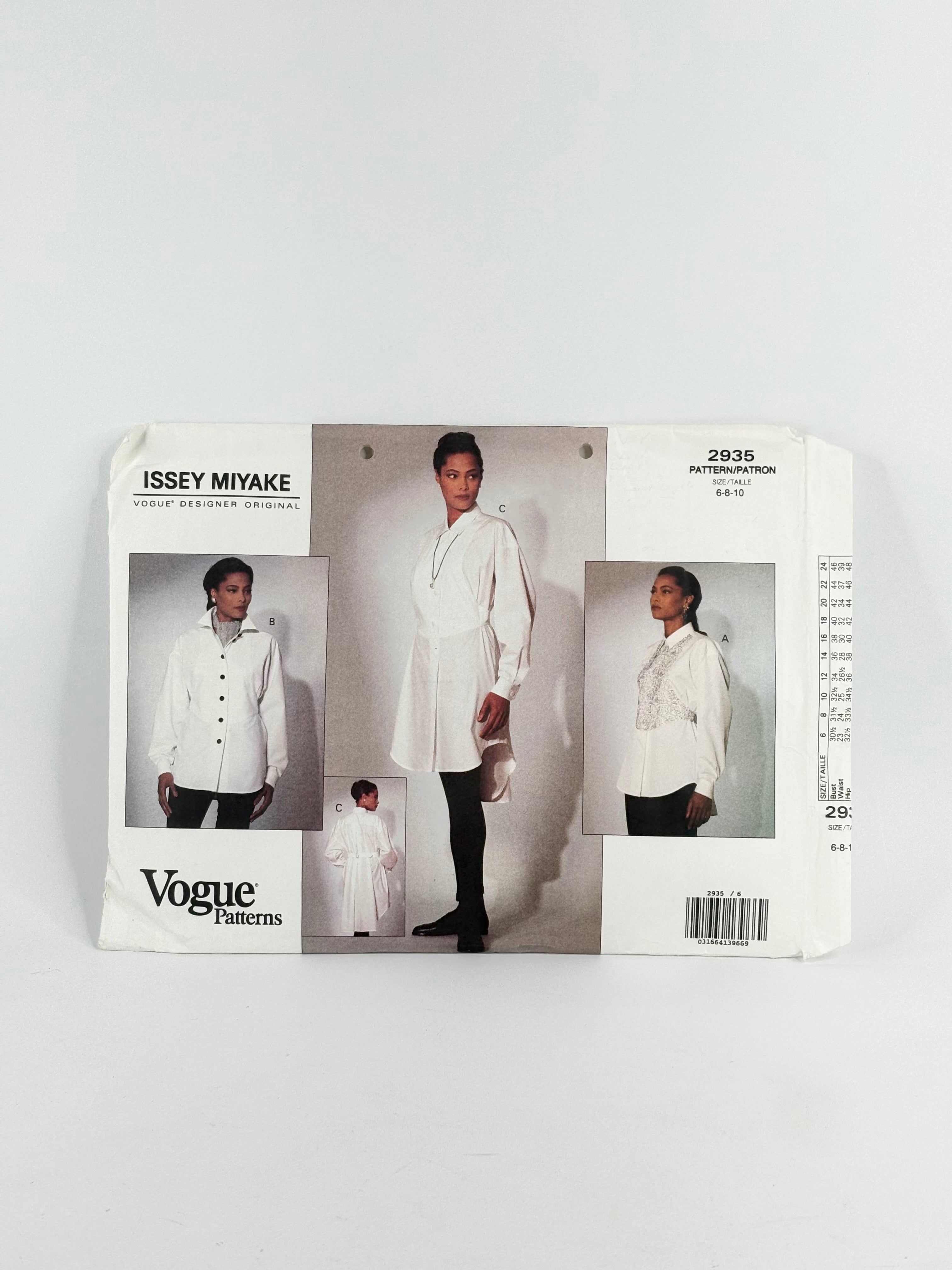 Vogue Designer Original Issey Miyake Jacket & Shirt: No. 2935 - Size 6/10