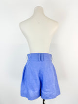 Zimmermann Cornflower Blue Linen High Waisted Shorts - AU8/10