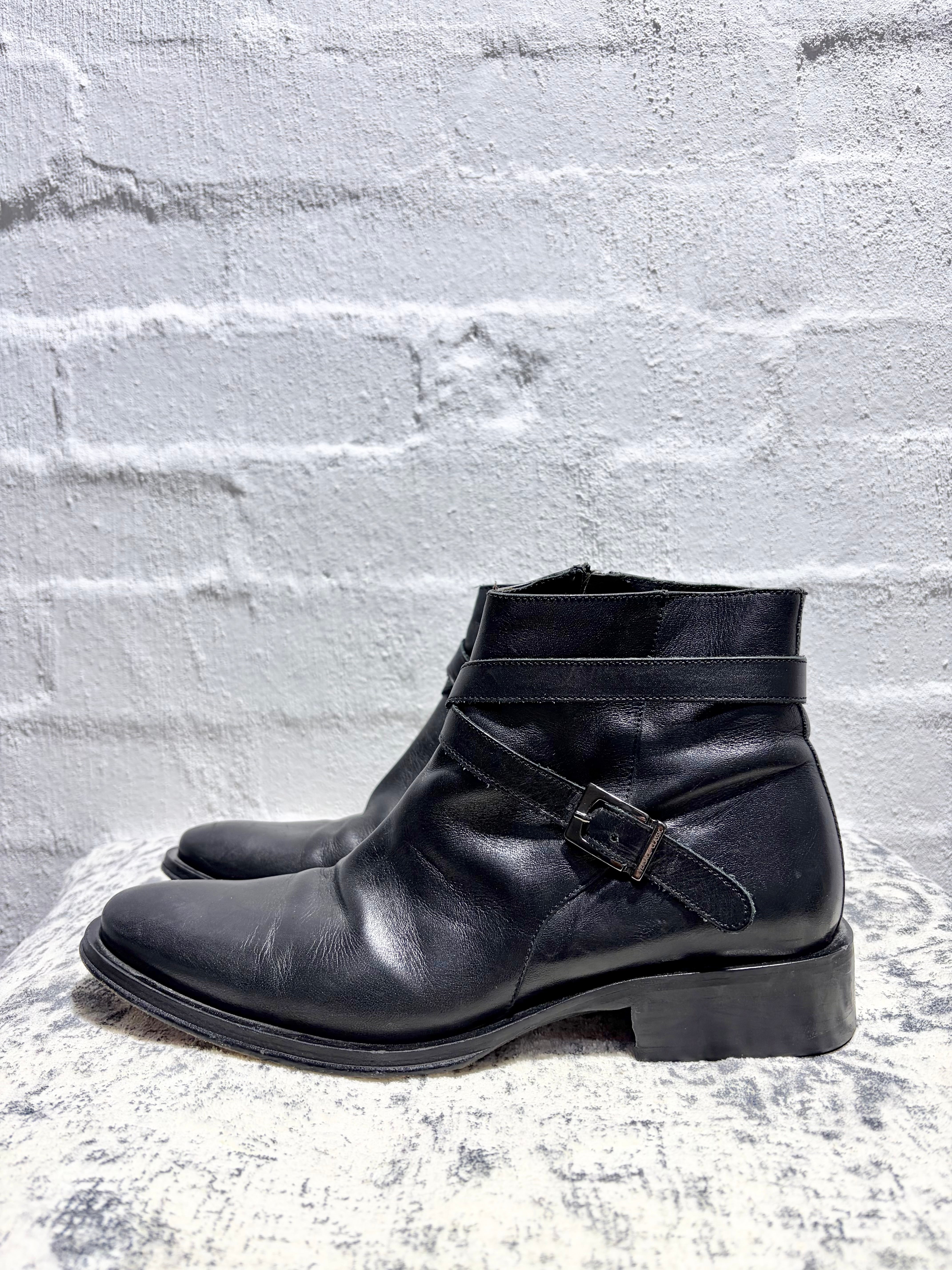 Versace Classic Black Leather Mid-Cut Boot - EU43