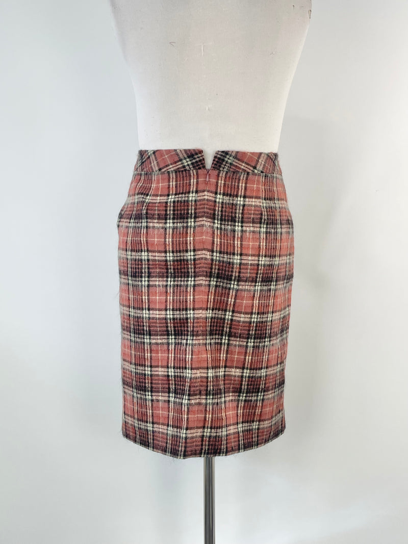 Really Wild Dusty Rose Wool Wrap-Over Kilt Skirt - AU12