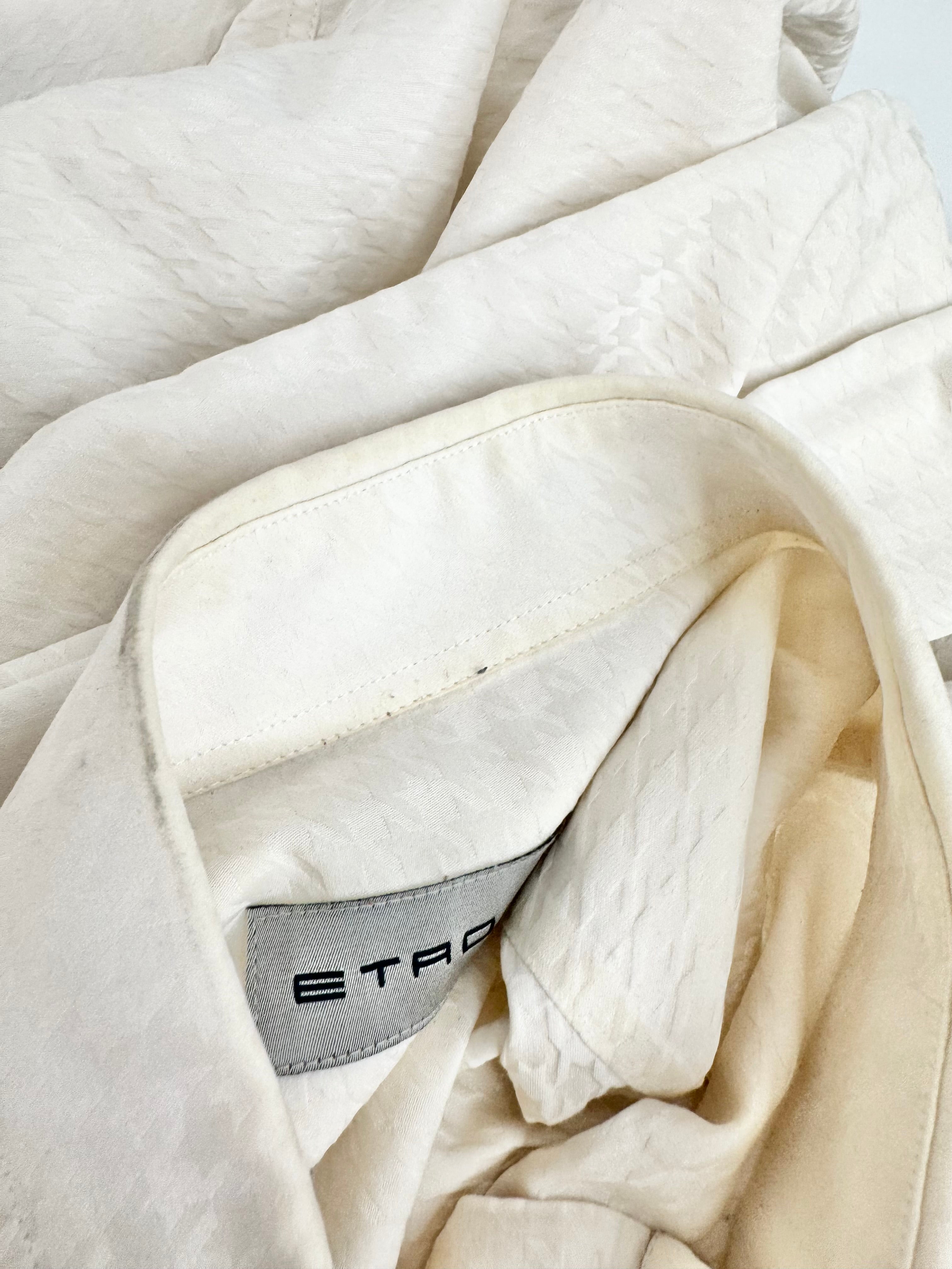 Etro Milano Cream Houndstooth Pattern Shirt - M