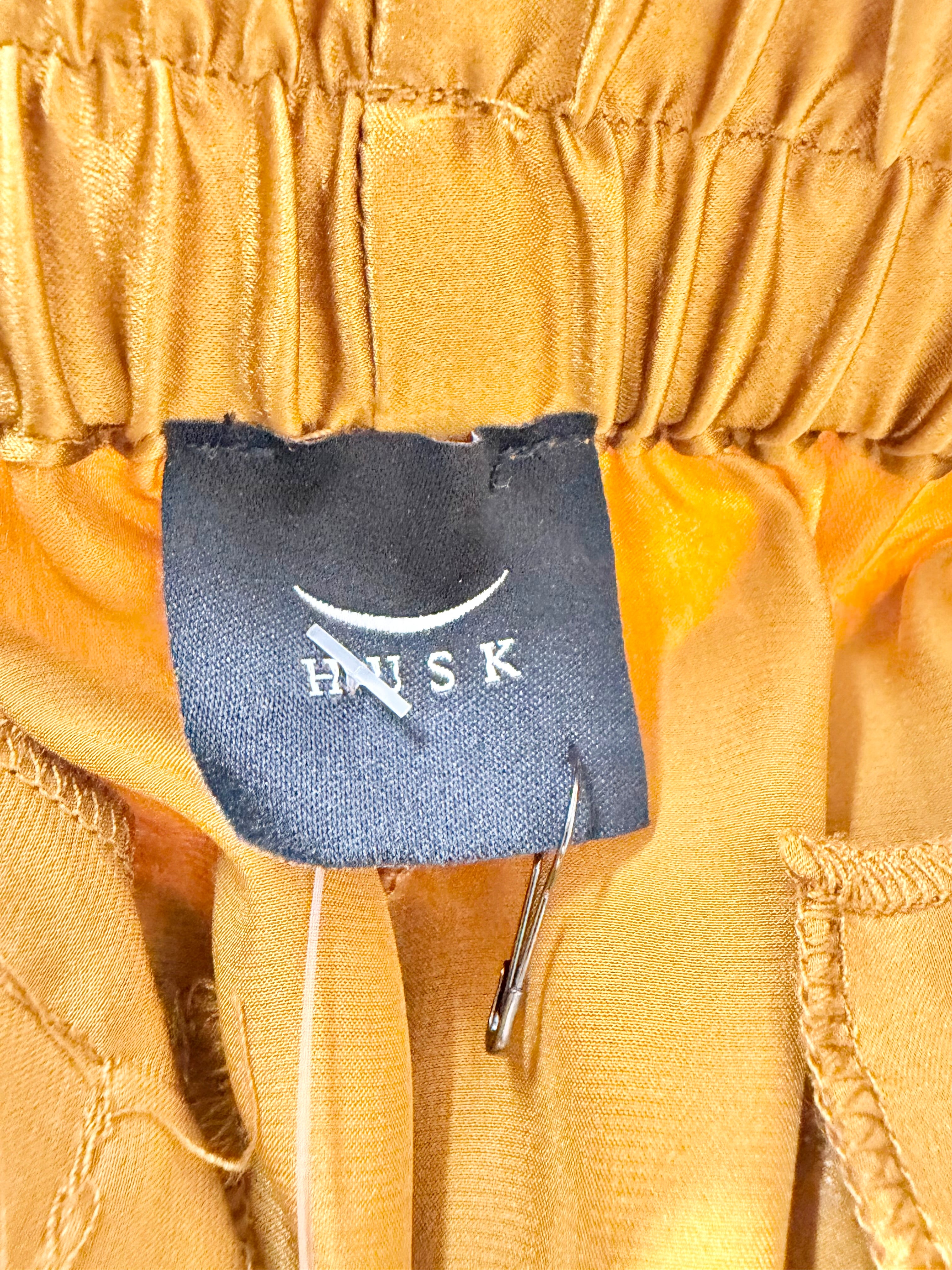 Husk Bright Gold Silk Drawstring Slacks - AU16