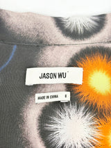 Jason Wu Black & Orange Lace-Trimmed Silk Satin Playsuit - AU8
