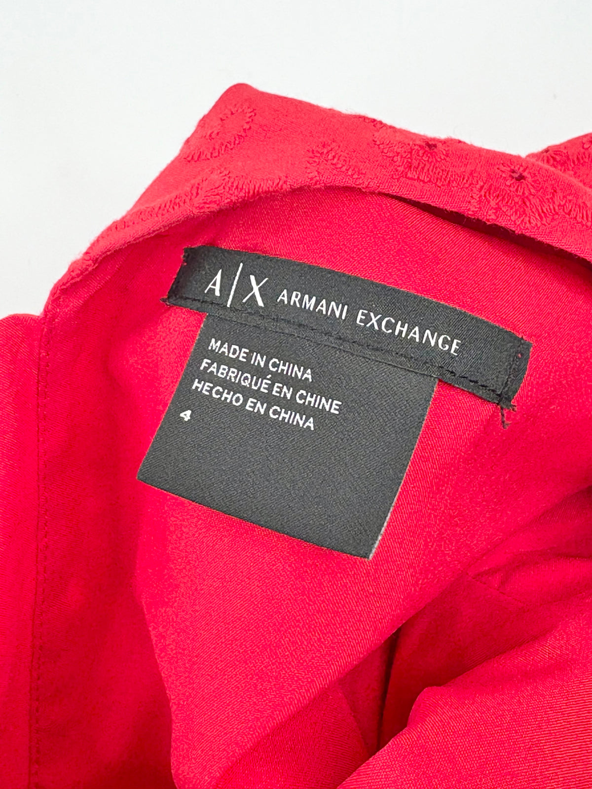 Armani Exchange Red Embroidered-Florals Midi Dress - AU8