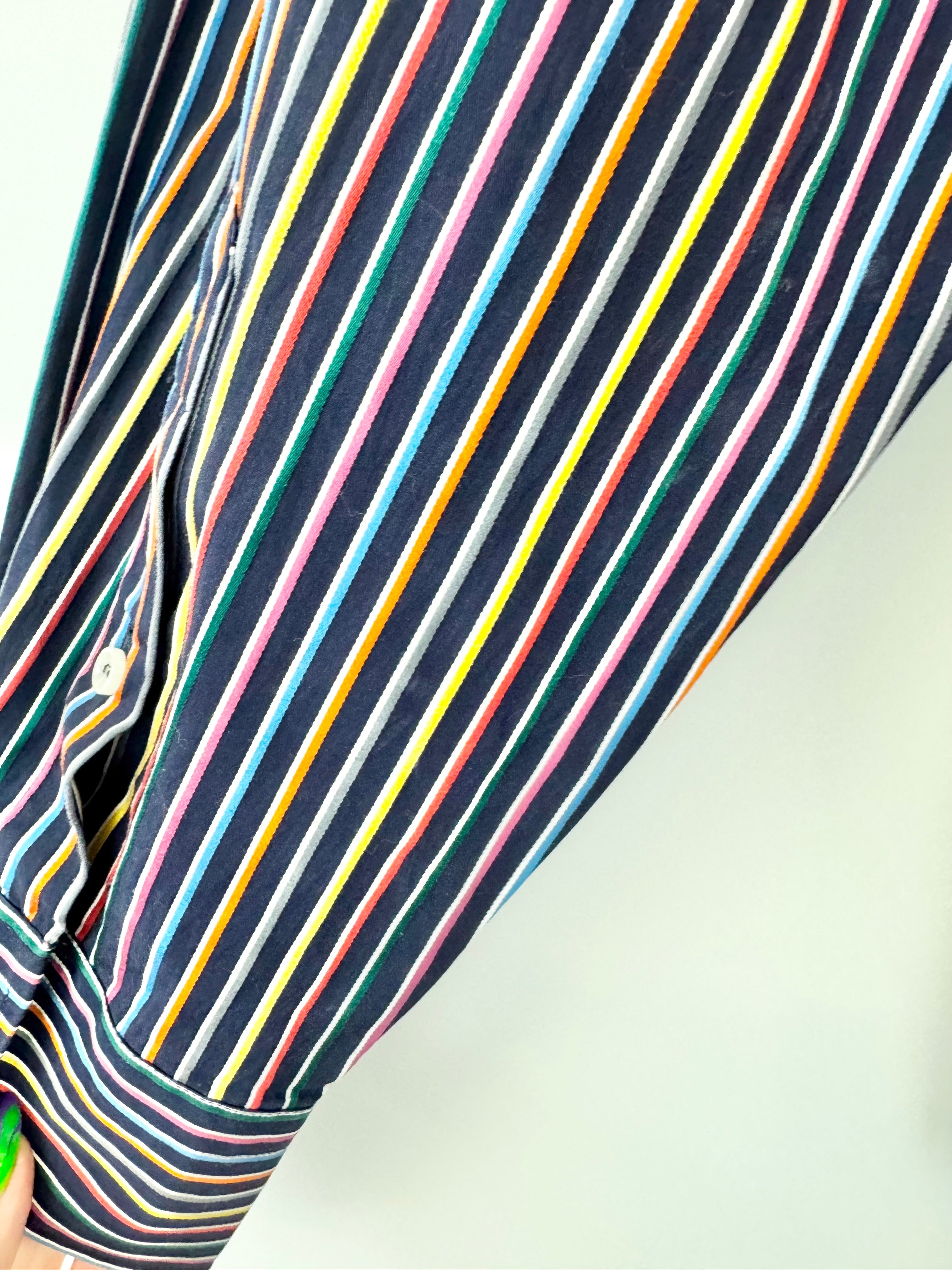 Paul & Shark Navy Rainbow Stripe Cotton Shirt - 43