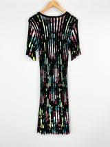 Kenzo Black Floral Pleated Fabric Column Dress - AU10/12