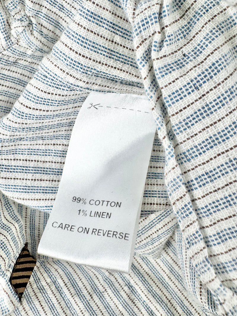 Billy Reid Striped Cotton Button Up T-Shirt - M