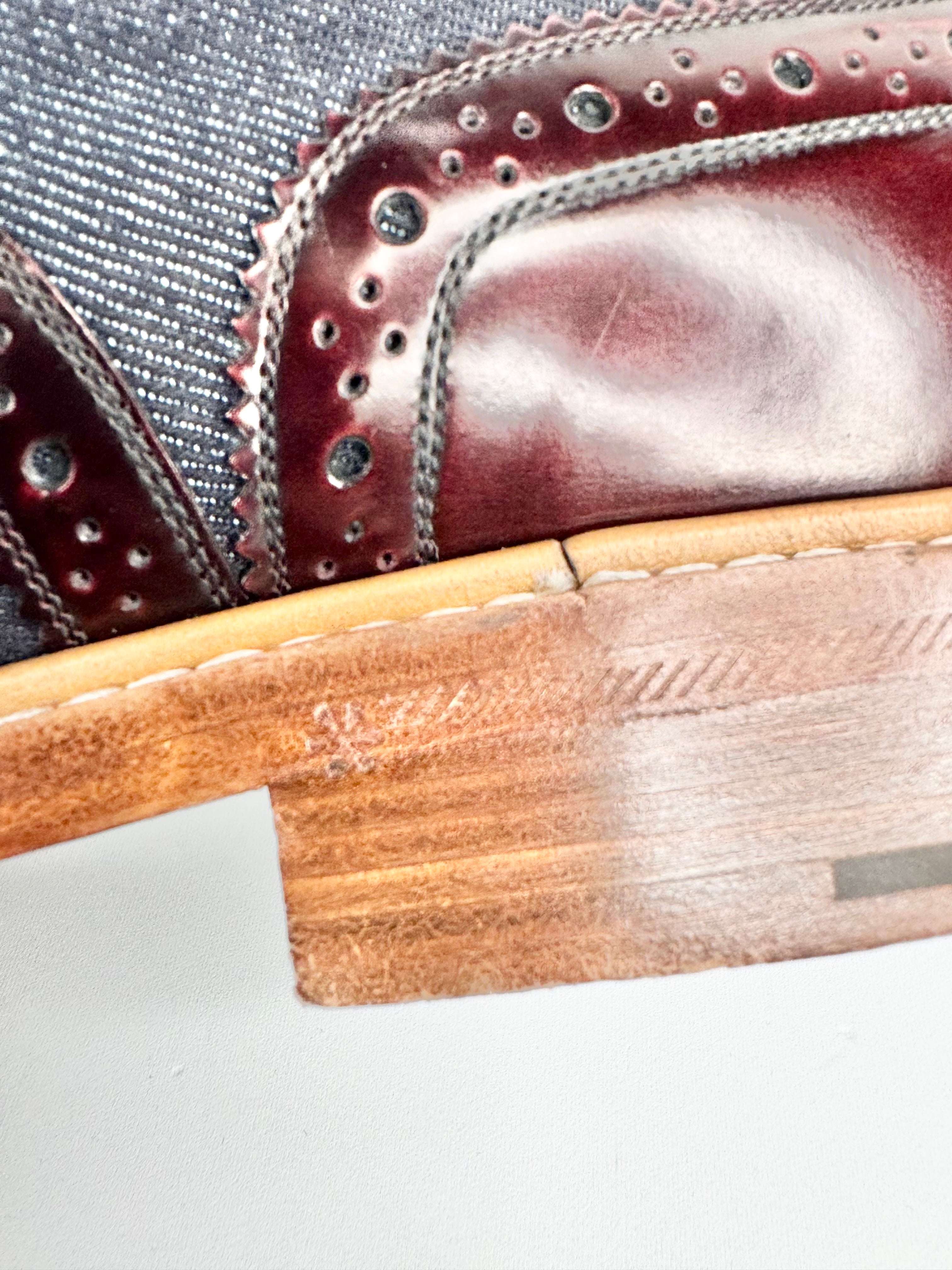 Louis Vuitton 'Voltaire' Denim & Burgundy Leather Derby Shoes - EU43