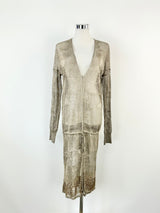 Day Birger Et Mikkelsen Metallic Taupe Sheer Knit Dress - AU10