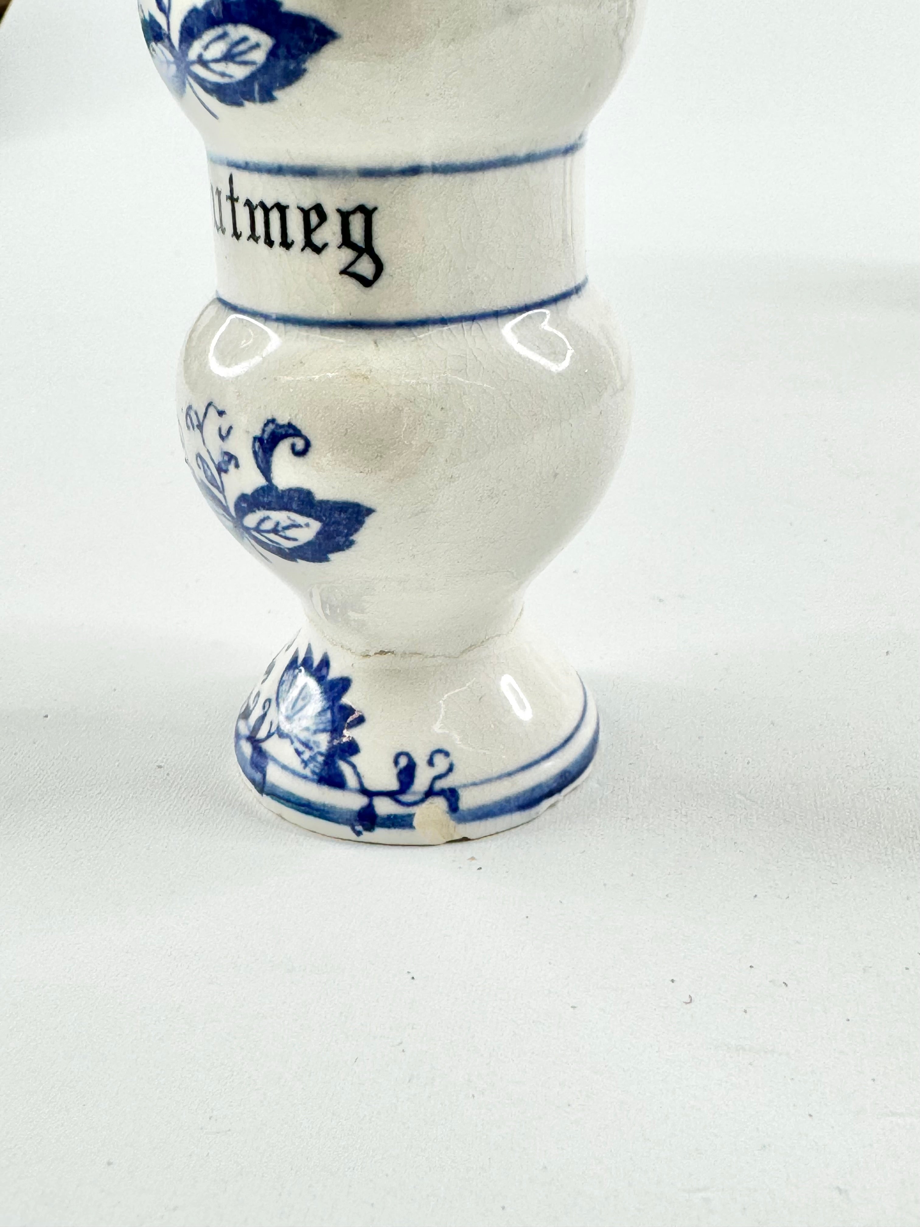 Vintage Blue Onion & White Floral Pattern Spice Jars