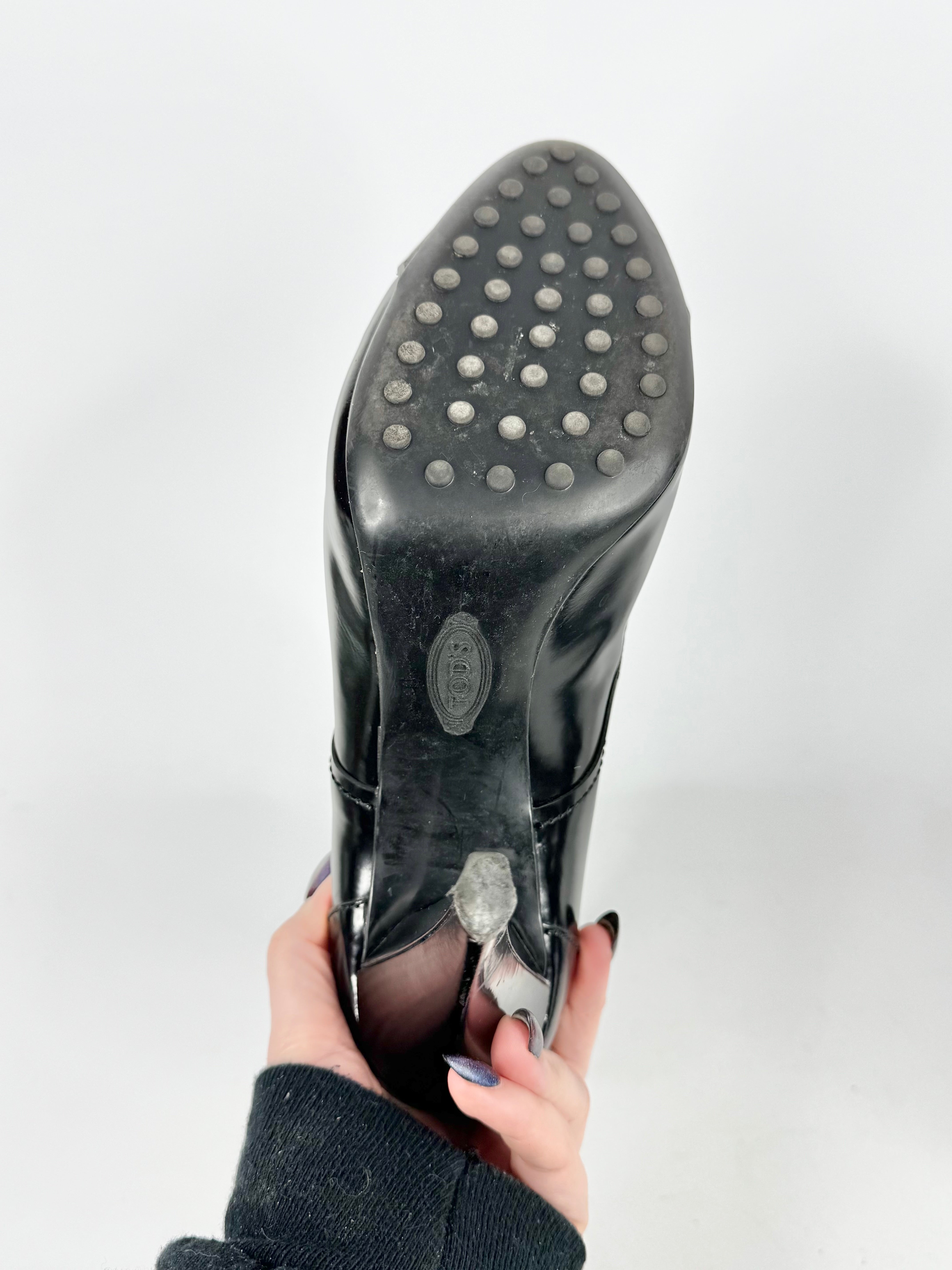 Tod's Black Leather Contrast Ankle Boots - EU39