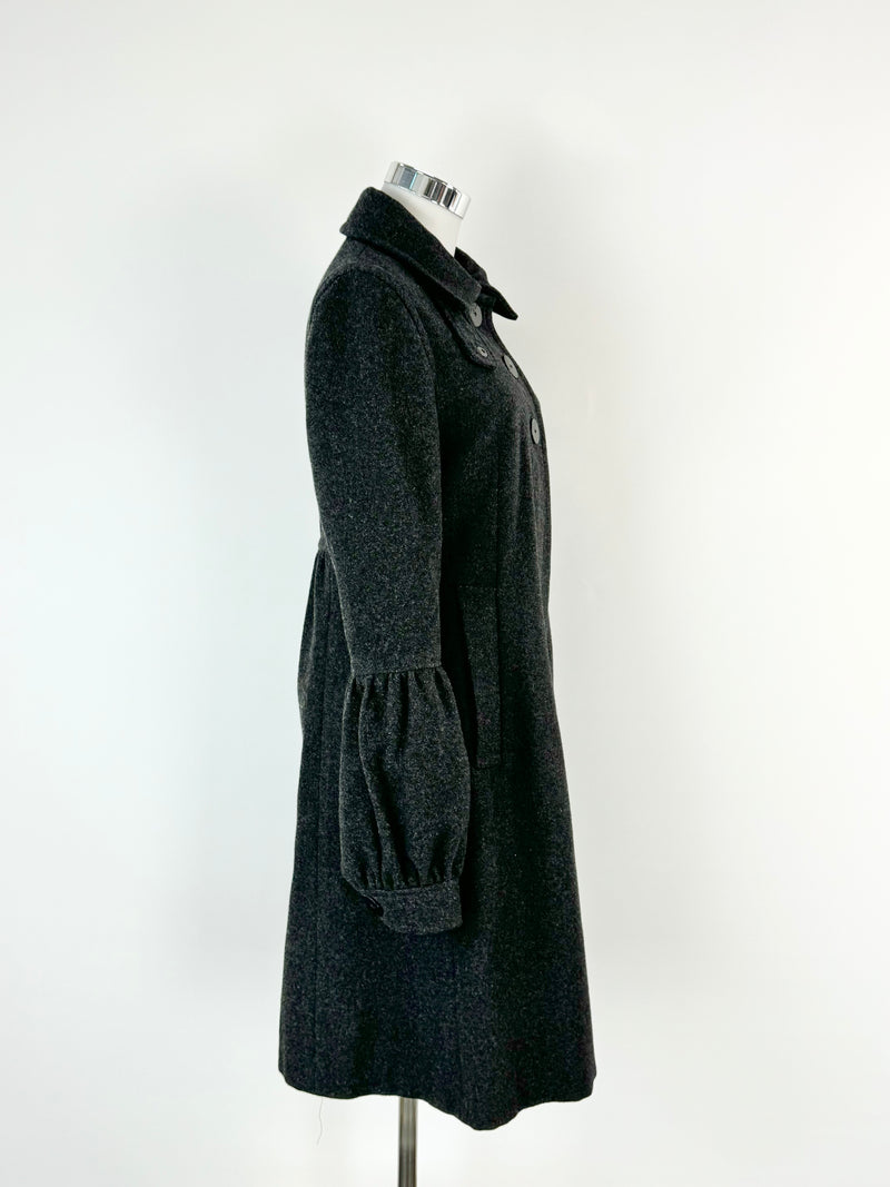 DKNY Jeans Charcoal Grey Wool Puff Sleeve Coat - AU10