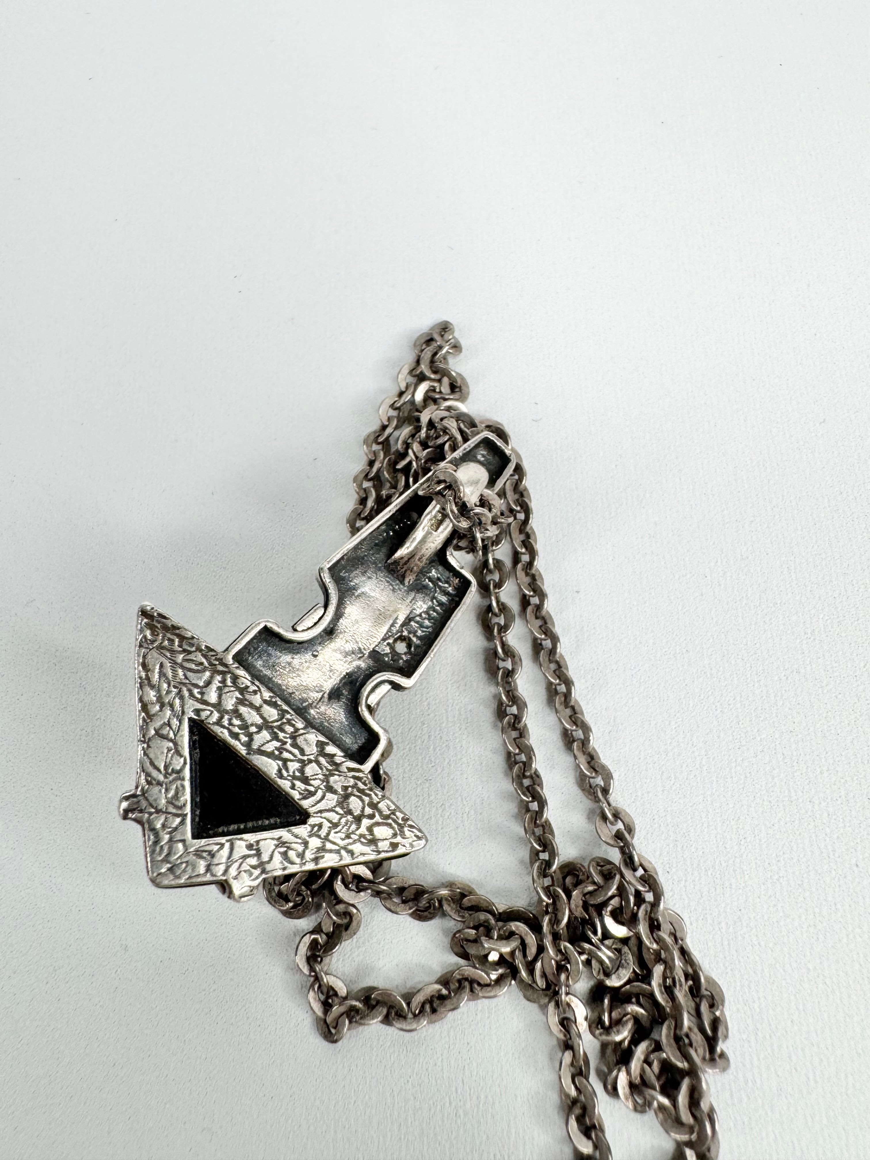 Silver Modernist Triangular Jewel Necklace
